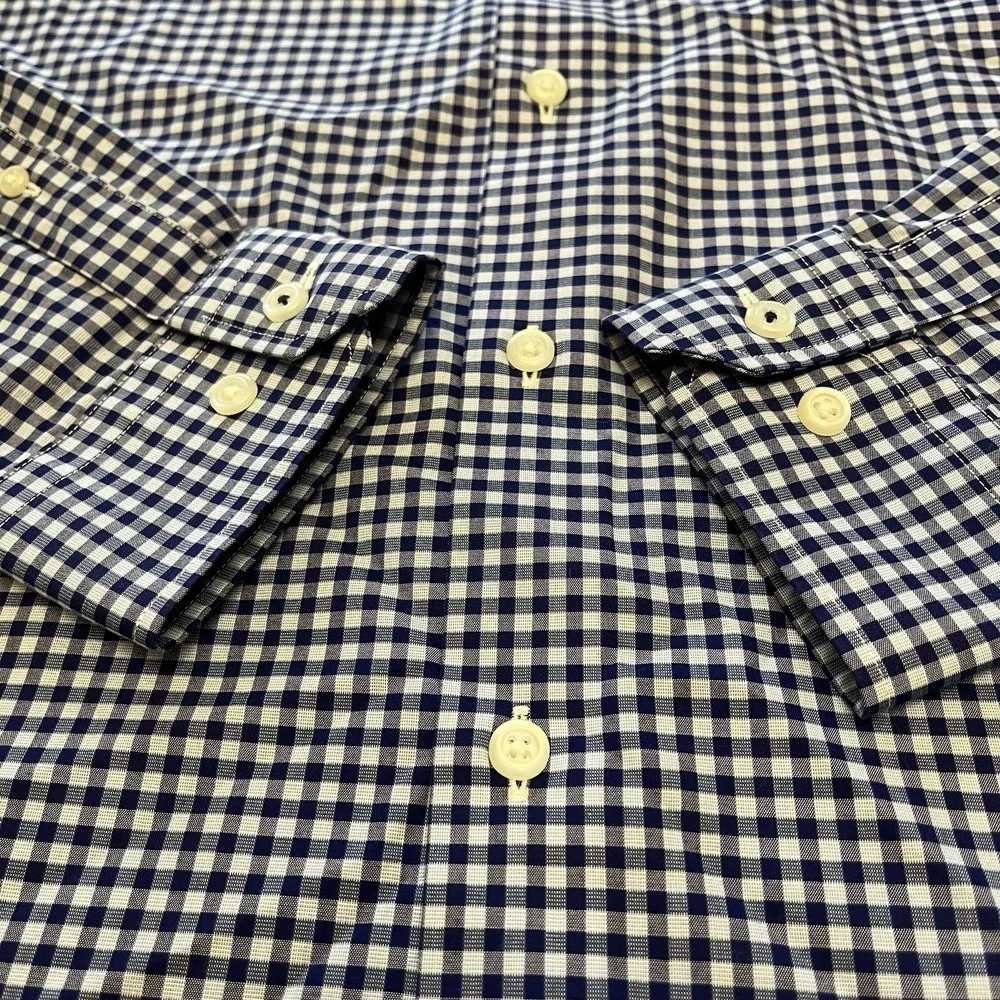Banana Republic Long Sleeve Shirt Mens M Non-Iron Slim Fit 100% Cotton Checkered